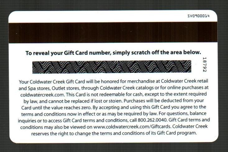 COLDWATER CREEK Birch Tree ( 2009 ) Gift Card ( $0 )