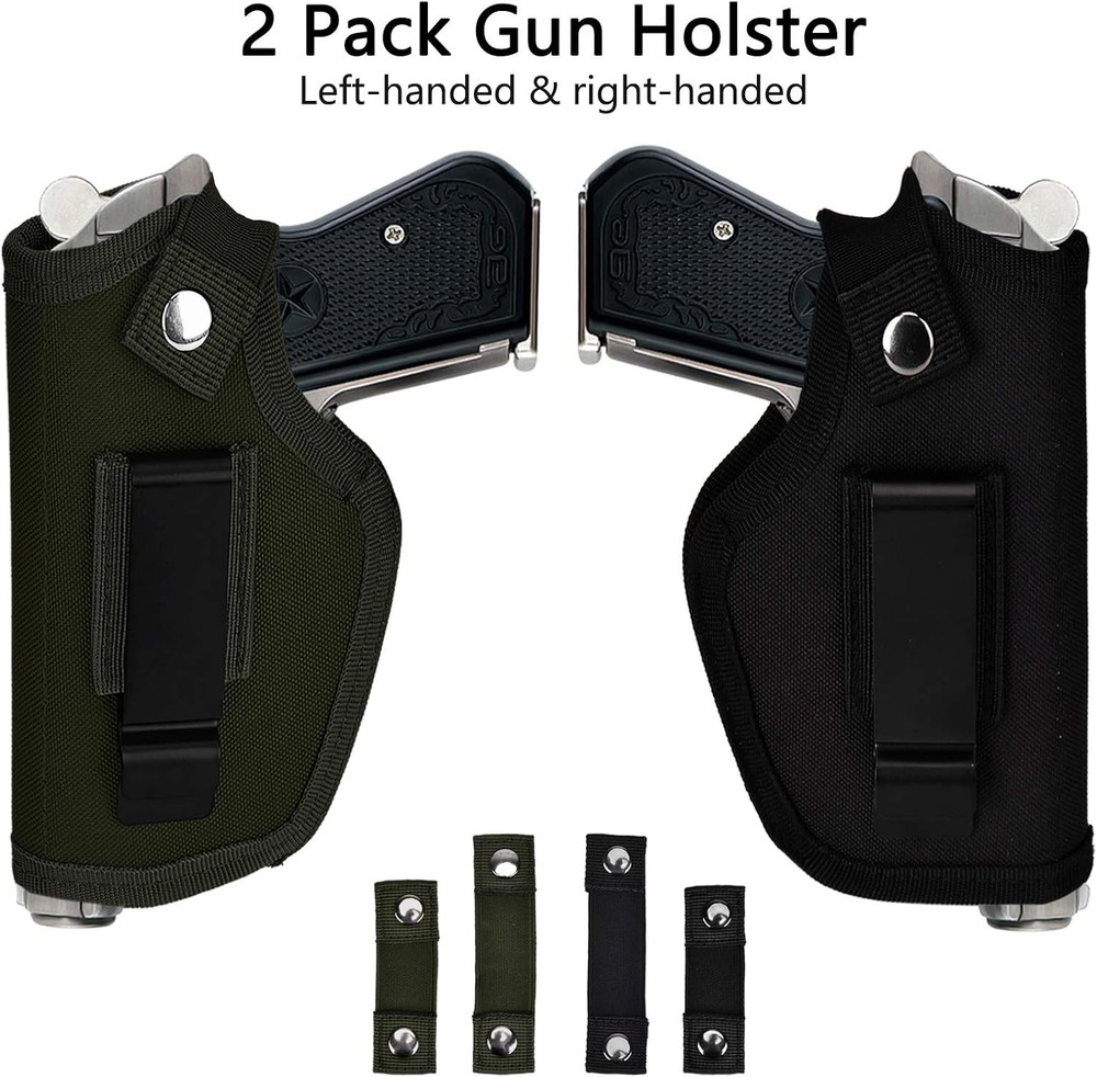 2 Pack Gun Holsters for Concealed Carry, Universal Inside Black & Green