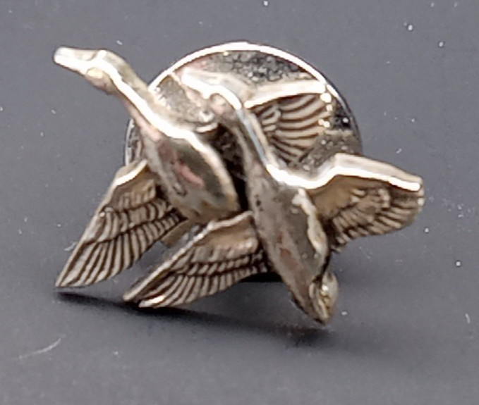 Flying Ducks Pair Mallards Flight Hat Lapel Hunting Bird Watching Pin Small