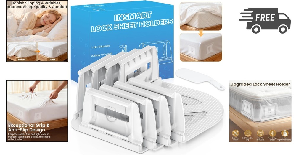 Bed Sheet Holders Clips Elastic Straps for Corners Sides Universal Fit