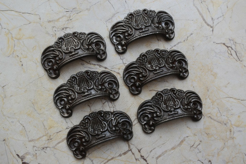 Victorian Cast Iron Cup Pull Handle Rustic Cabinet Kitchen Drawer Handle 6 Pcs