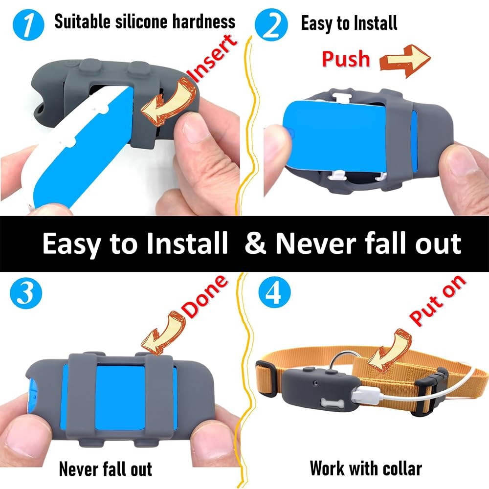 2 Pack Silicone Holder Compatible for Tractive GPS Pet Tracker,Rubber black