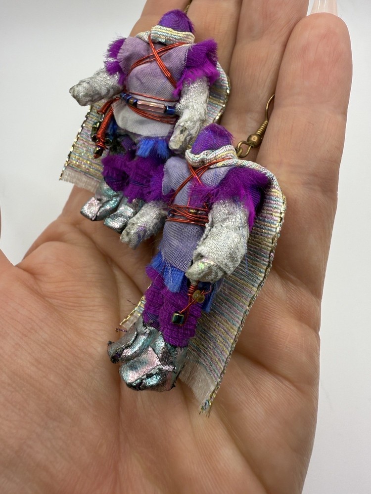 Vintage Unsigned Robot Warrior Handmade Earrings
