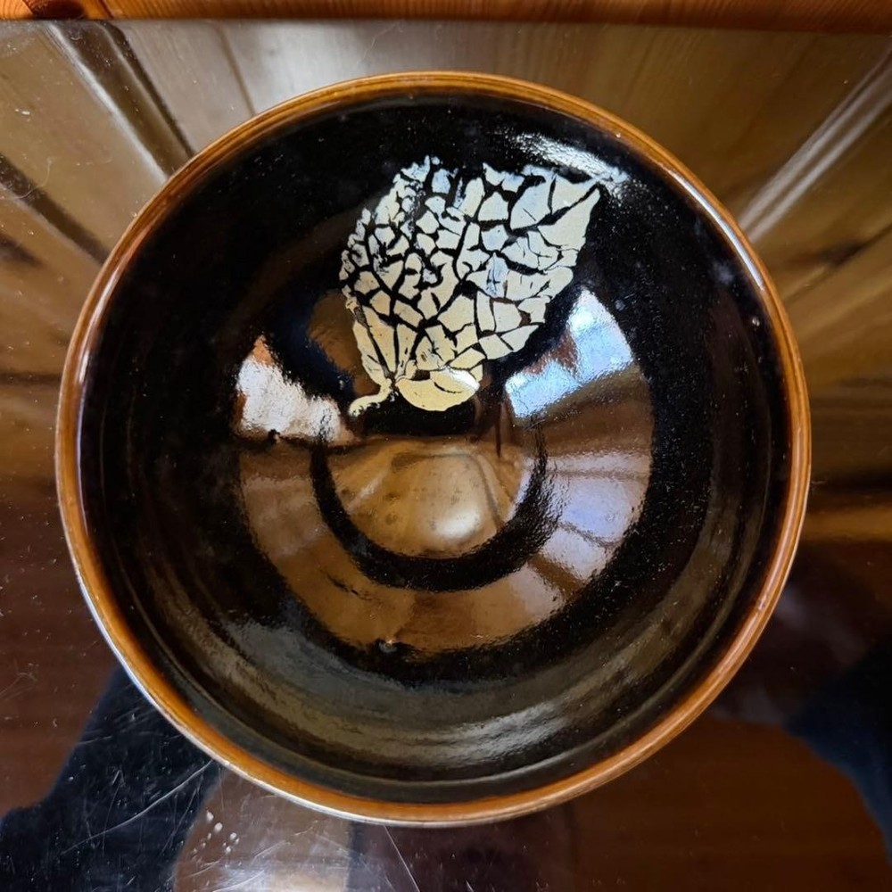 Tea Utensils Matcha black leaf pattern