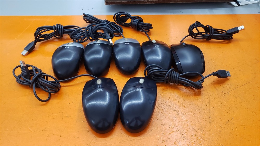 ⭐️⭐️⭐️⭐️⭐️ HP Mixed Lot Of 7 2-Button Black USB Mouse