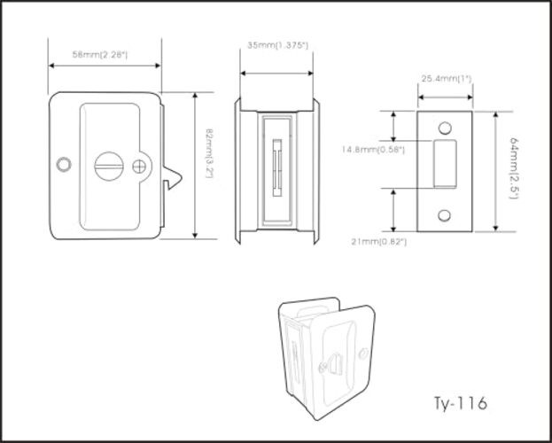Premium Quality Solid Brass Rectangular 1 Pack(Privacy Lock) Satin Nickel