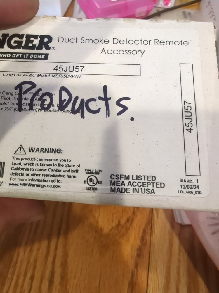 Air Products Duct Detector Remote