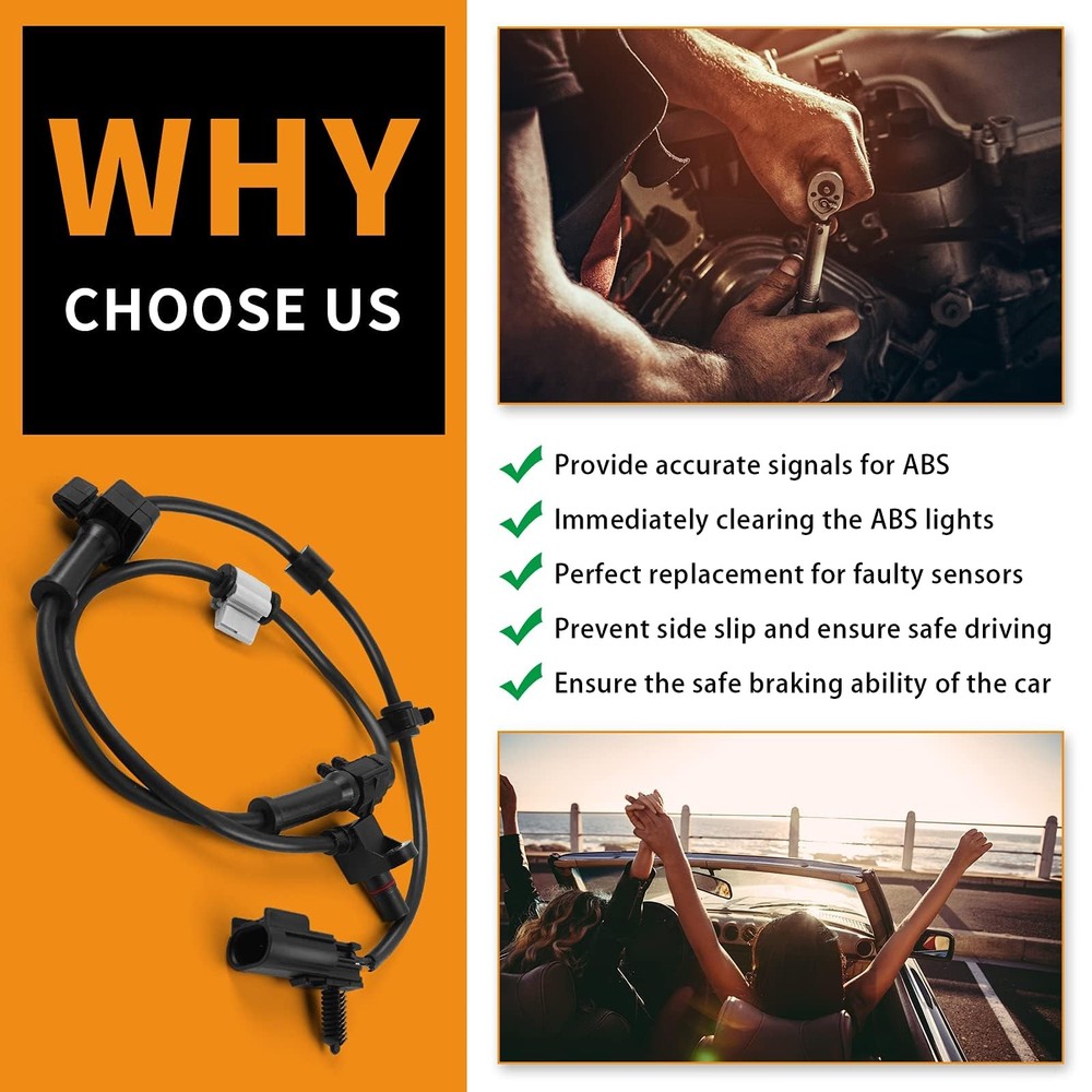 ABS Sensor, Front ABS Wheel Speed Sensor Replacement for 2002-2009 Chevy Trai...