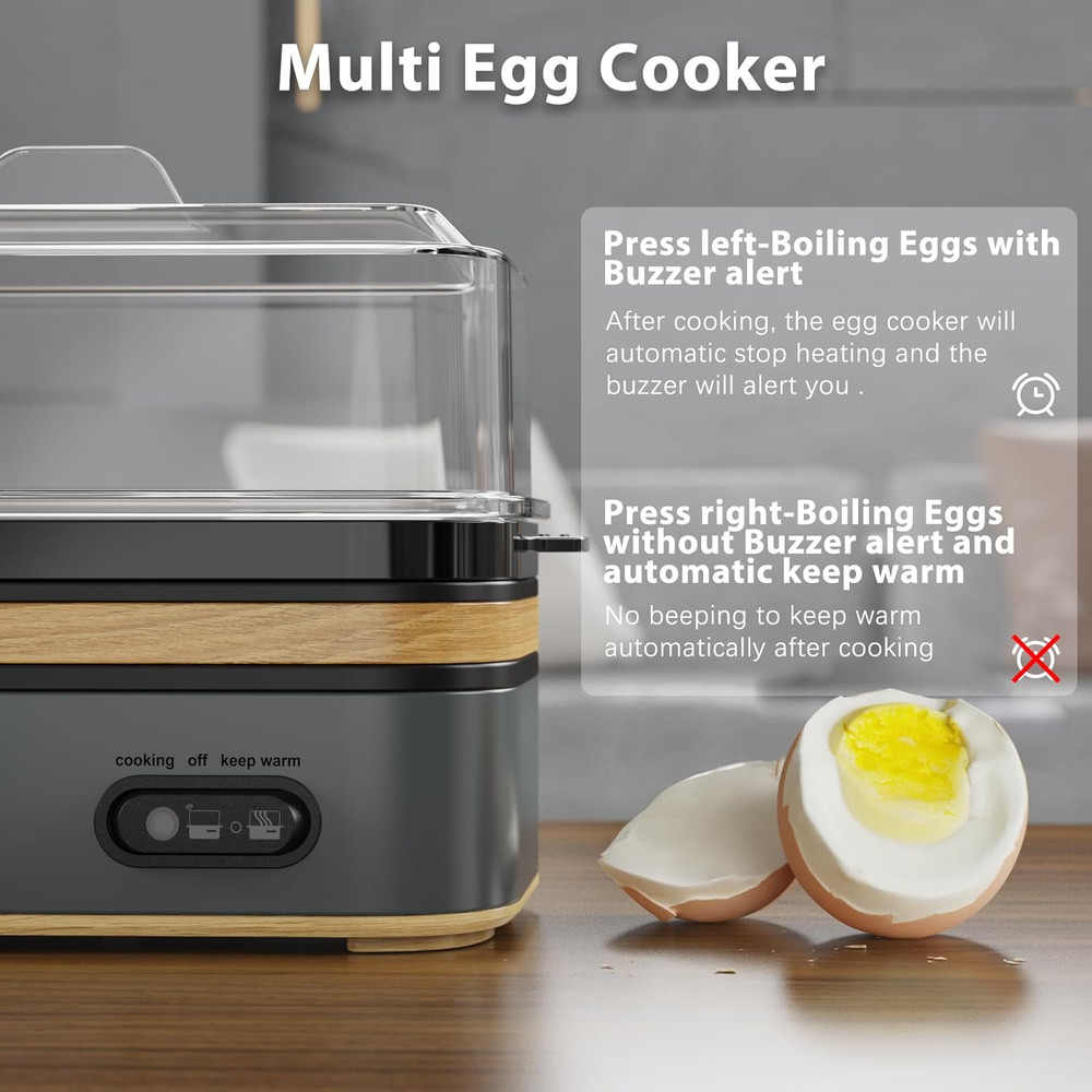 Evoloop Rapid Egg Cooker Electric 6 Eggs Capacity, Soft, Medium, Hard Boiled, Po