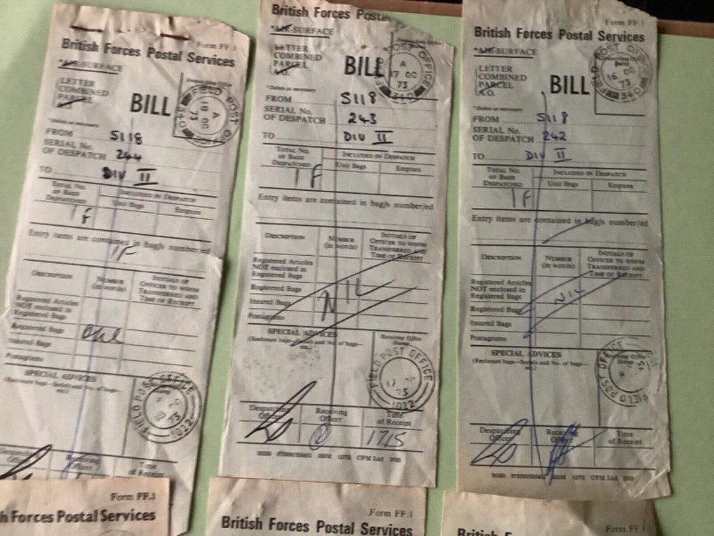 British Forces Postal service Bill 6 items Ref A1691