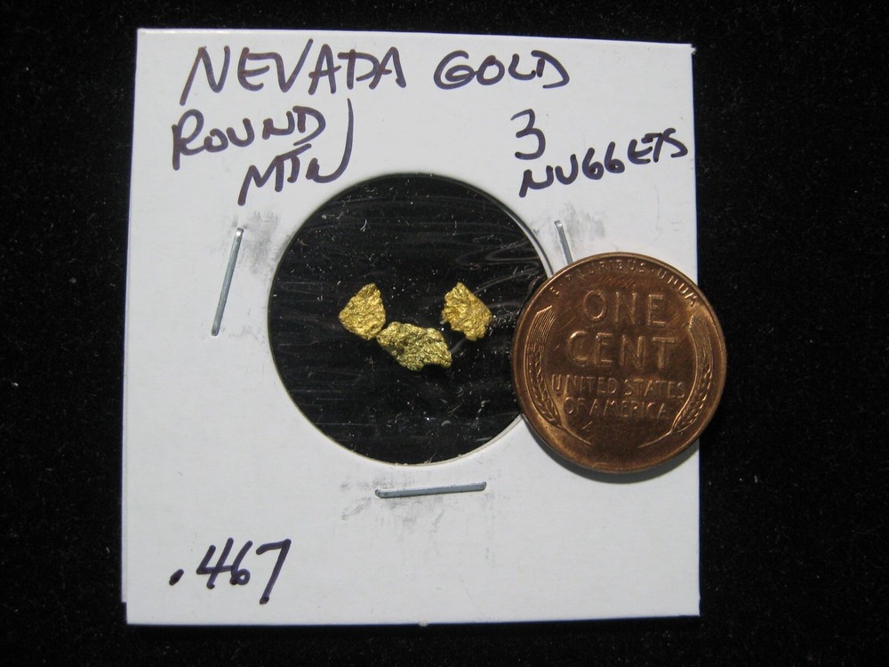 NEVADA  GOLD NUGGET .467 GRAM ROUND MOUNTAIN