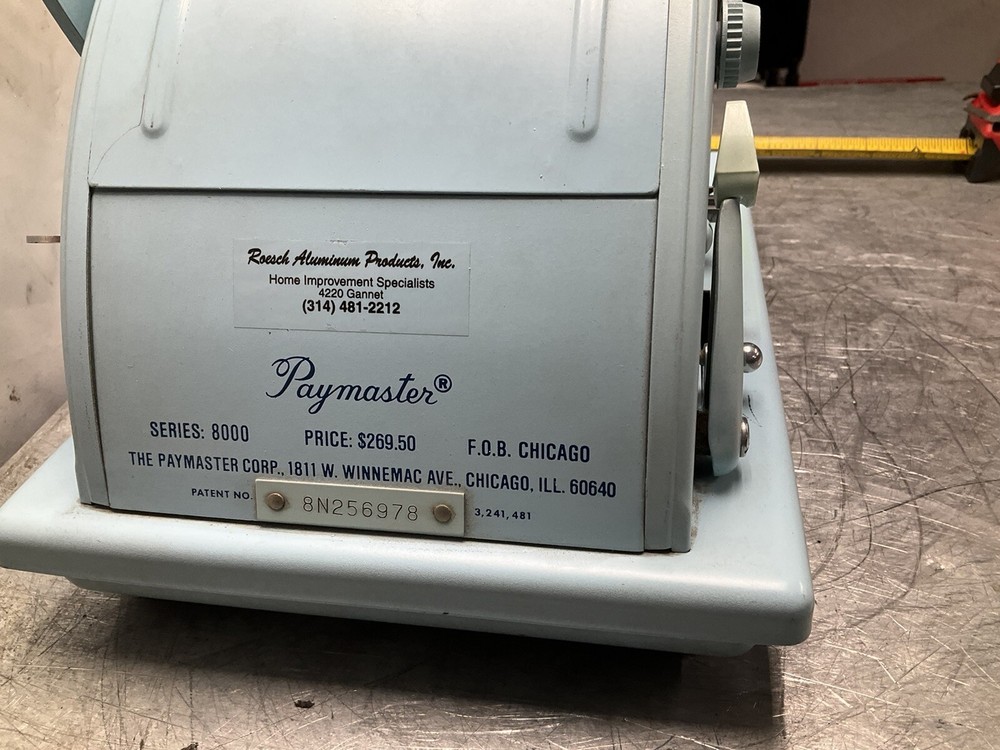 Vintage Paymaster 8000 Ribbon Writer Check Machine Nice w/ key