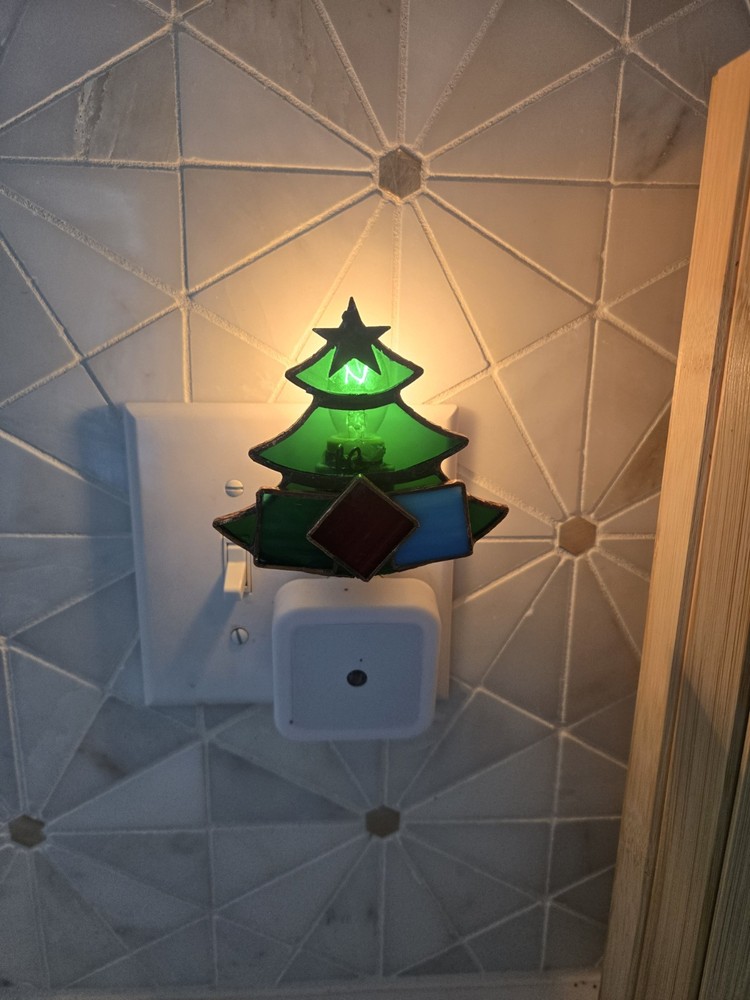 VTG Stained Glass Night Light Christmas Tree