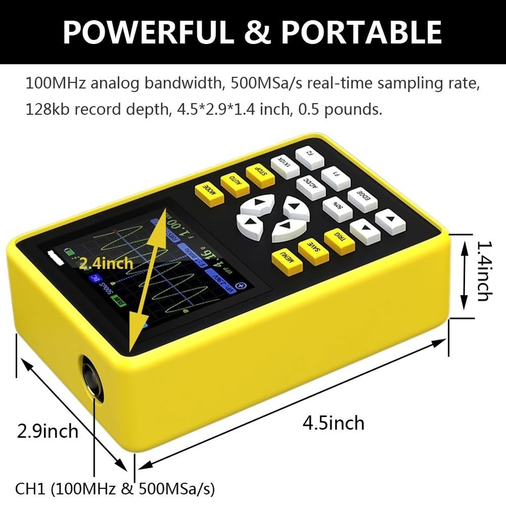 Handheld Oscilloscope for Voltage and Frequency Measurement with Compact Design