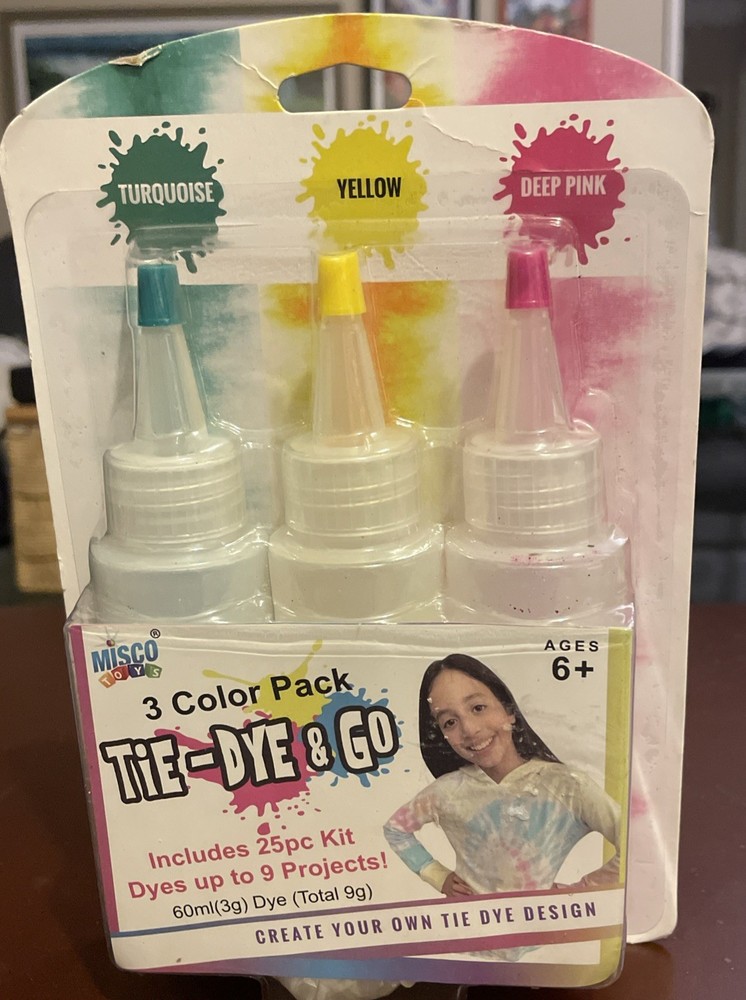 Three Color Pack Tie-Dye And Go Includes 25 Piece Kit Dye Up To Nine Projects