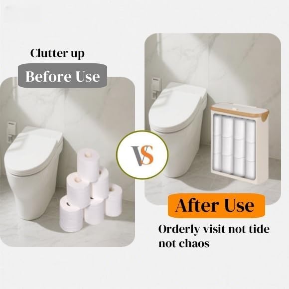 Versatile Toilet Paper Storage for Bathroom Bamboo Lid, Foldable Stackable