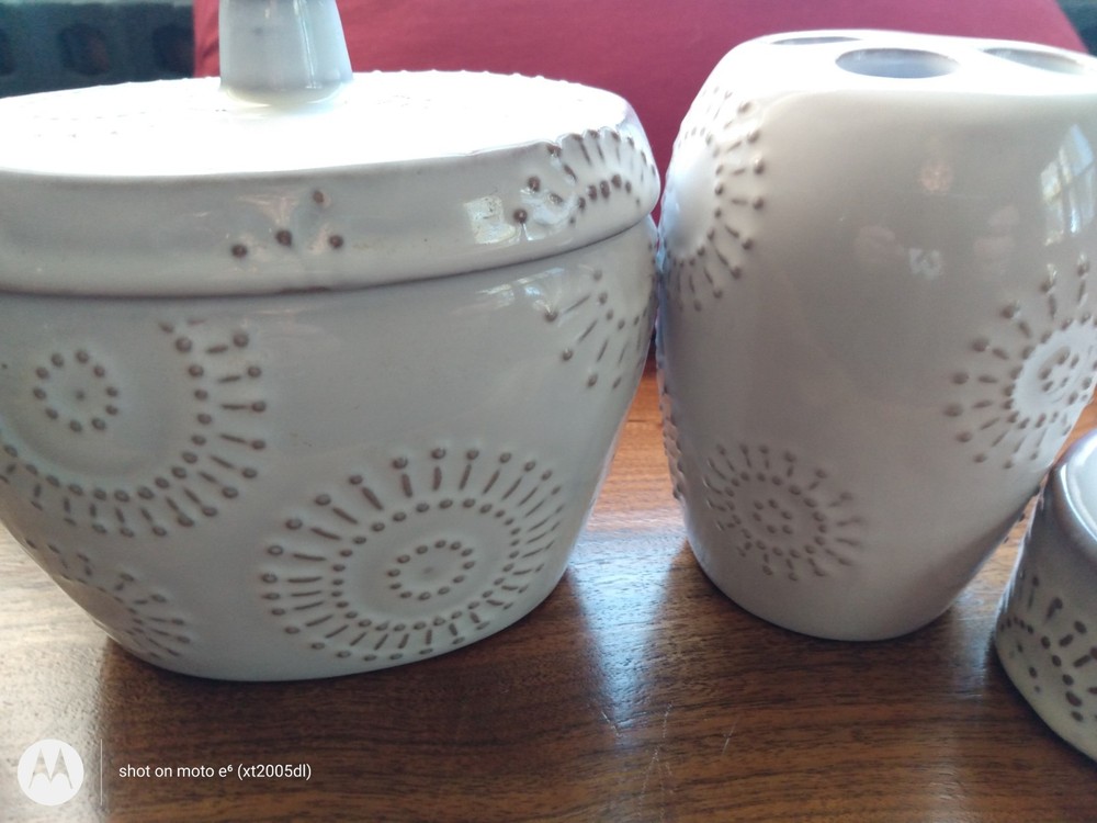 3 Piece Ceramic Pier 1 Bathroon Set, New