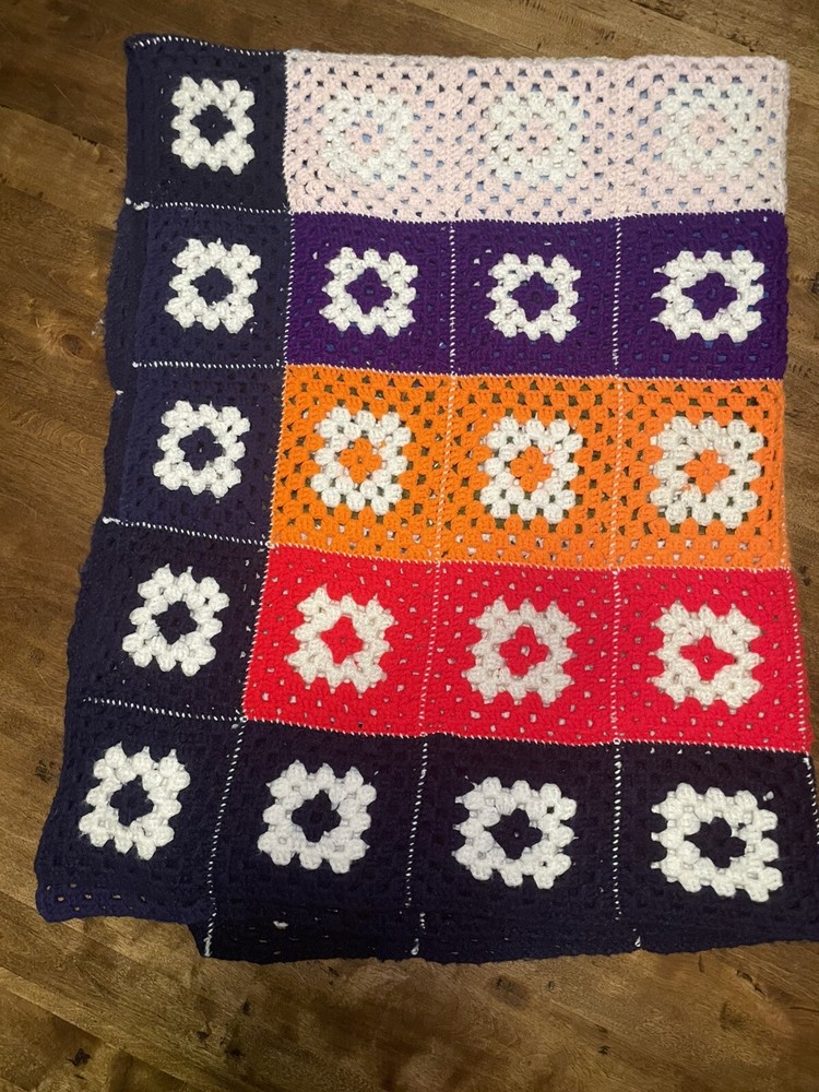 Granny Square Afghan Blanket 54 x 76 in