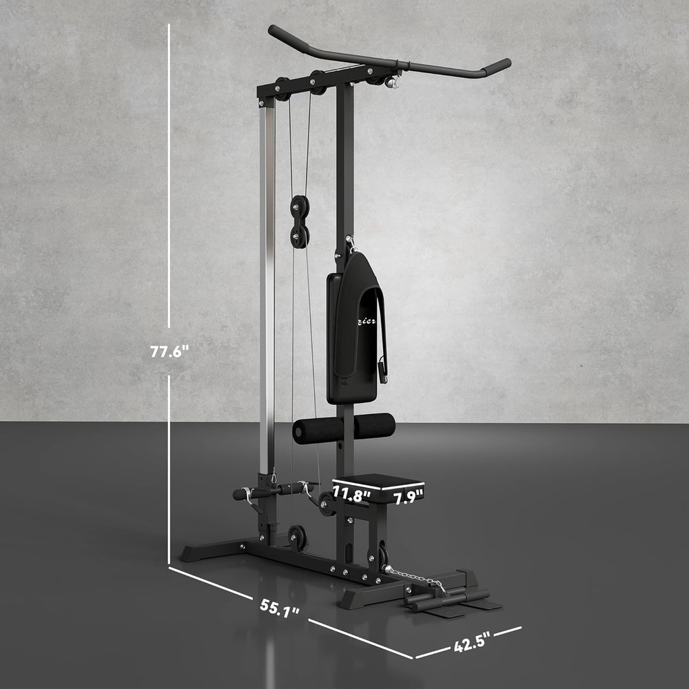 LAT Machine with High & Low Pulley Stations, Cable Row Machine with Adjustable S