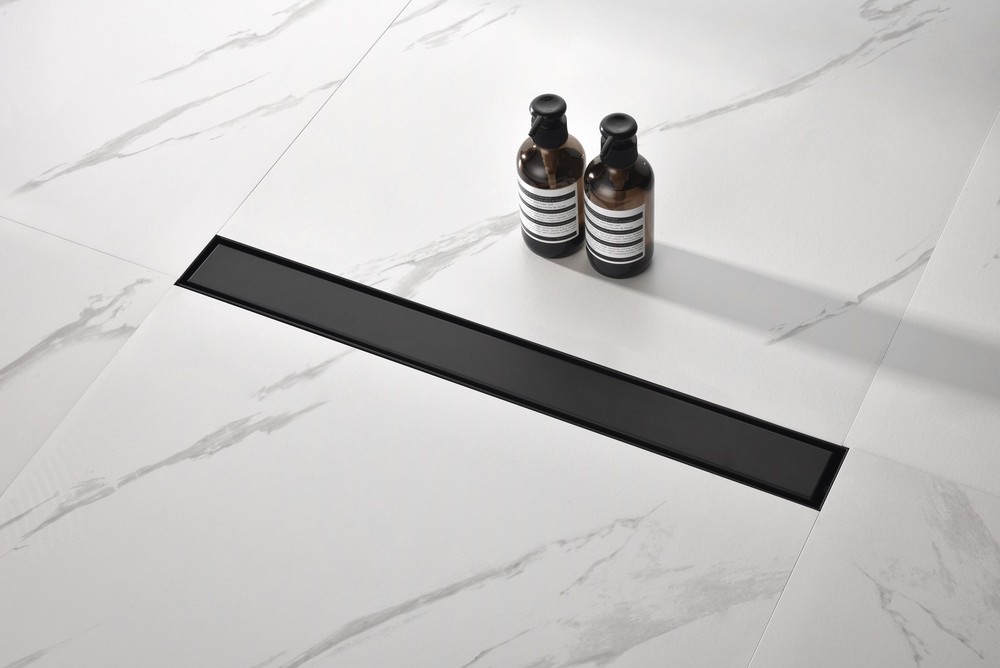 Linear Shower Drain with Removable Quadrato Pattern Grate, 304 Stainless
