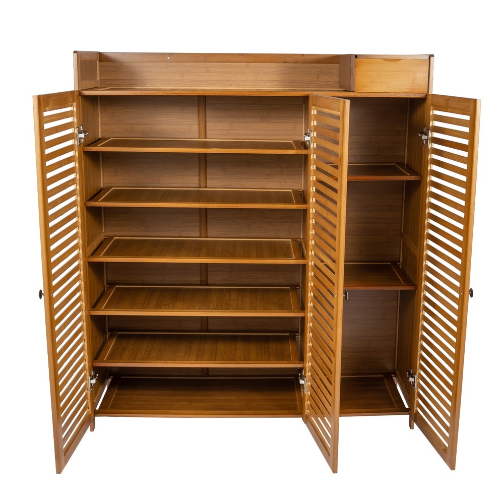 98*32*115cm Shoe Cabinet With Doors Floor Mount Rectangular Shoe Organizer