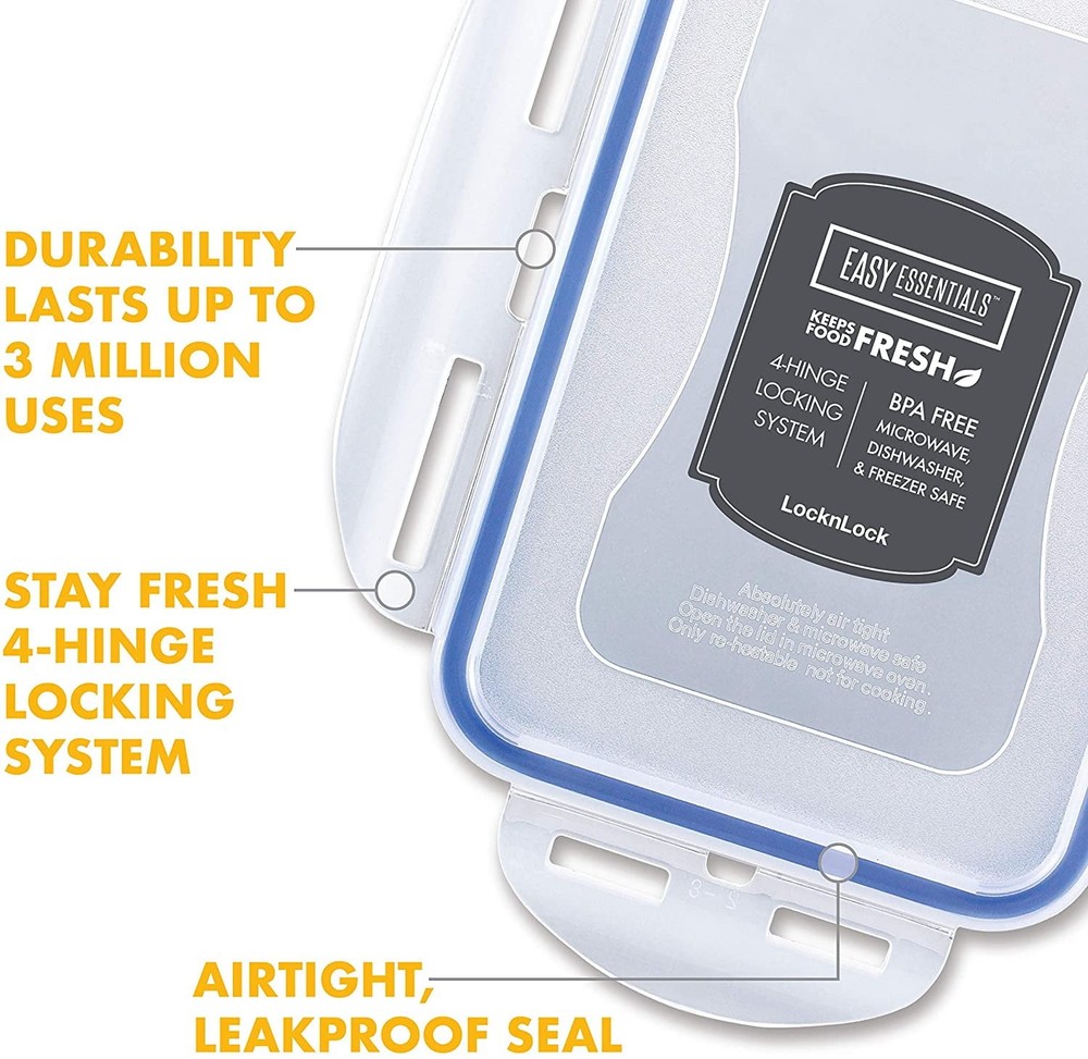 Lock & Lock Easy-Essentials Square Pantry Storage Container, 18.5 Cup