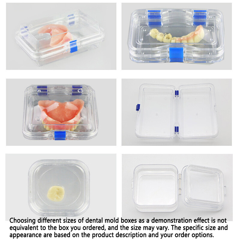 6 Pack Membrane Case Denture Box Inlay Fragile Hinged Display For False Teeth--