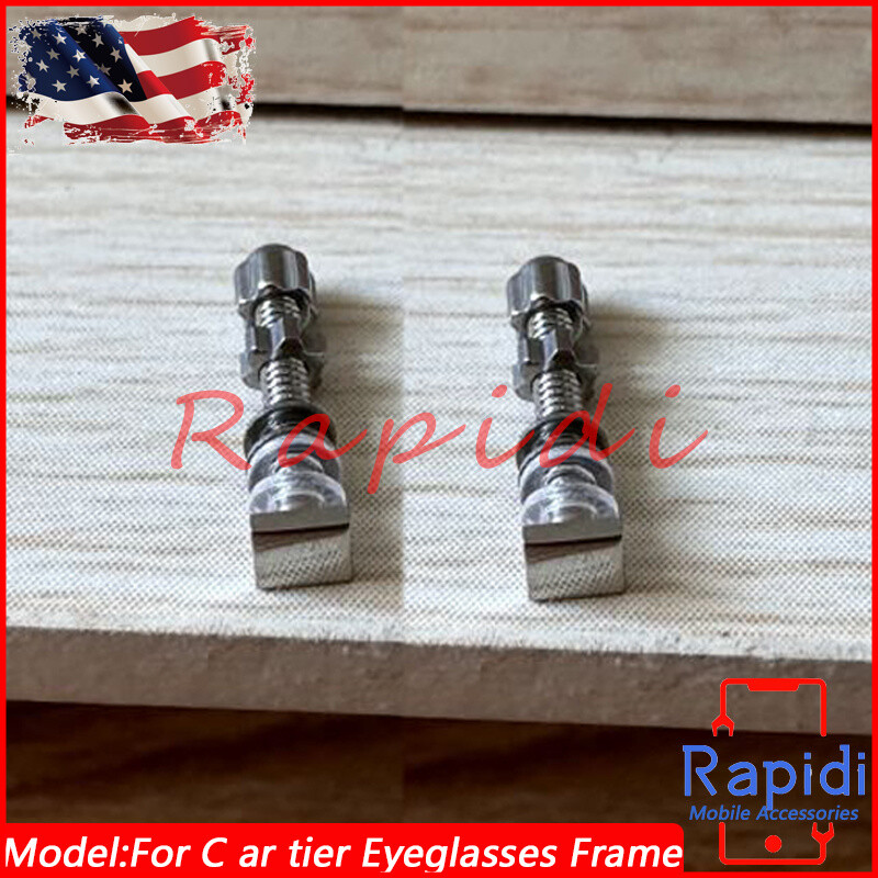 2PC Square Screw Bolt Replace for C ar tier Eyeglasses Frame Silver Size Small