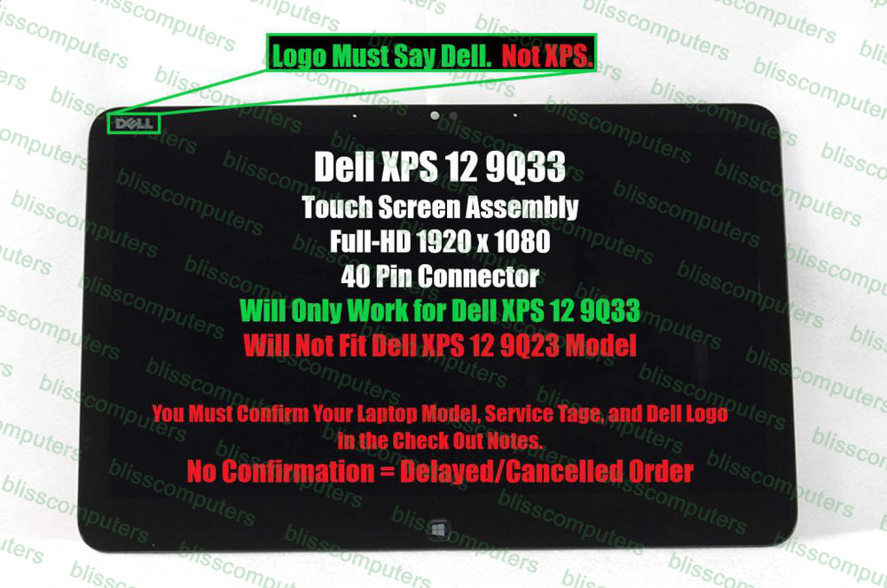 Dell XPS 12 9q33 Touch Screen LCD Panel Display assembly