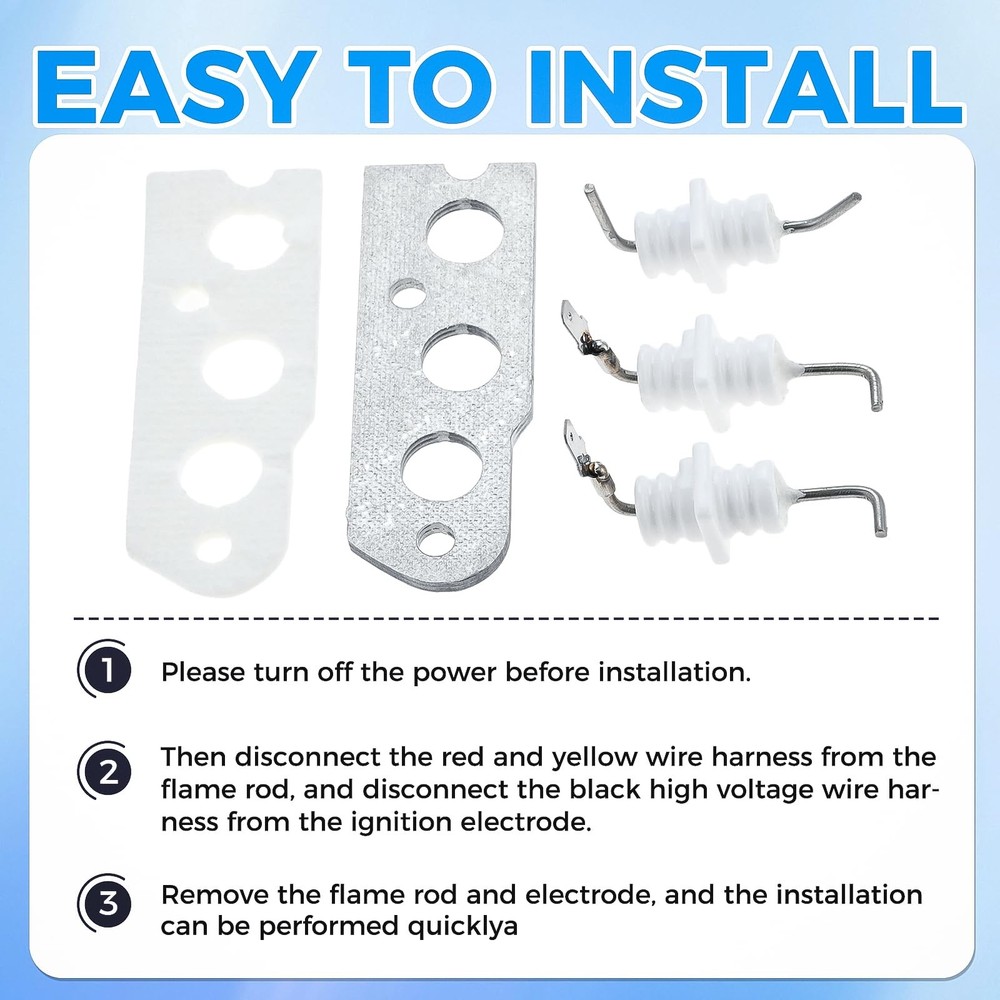 Mgoodoo Flame Rod Electrode Kit 104000192-K for Rinnai R75 R94 RC80 RC98 Heaters