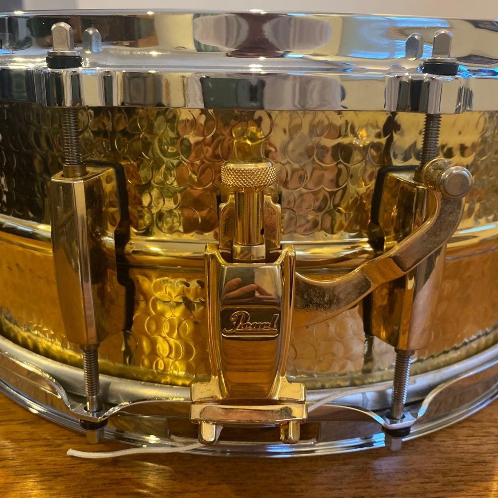 Pearl Hammered Brass Snare Drum Used