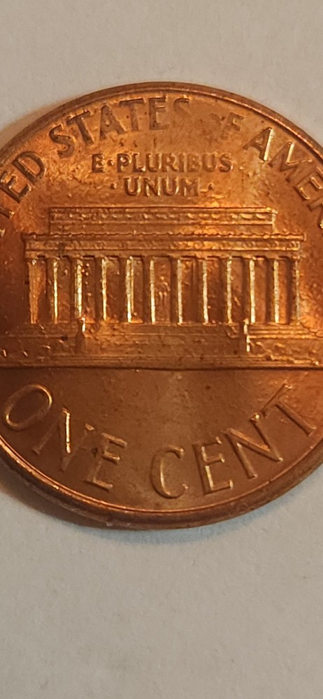 1987 D Penny Multiple Dye Chips Obverce And Reverse Almost Uncirlated