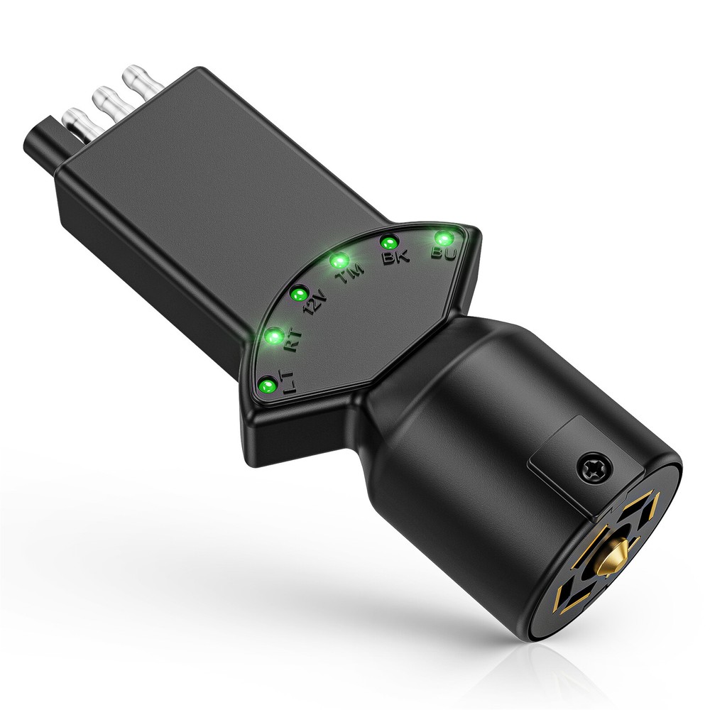 4 Way Flat & 7 Pin Trailer Plug Tester, Multi-Function 7 Way RV Blade Connector