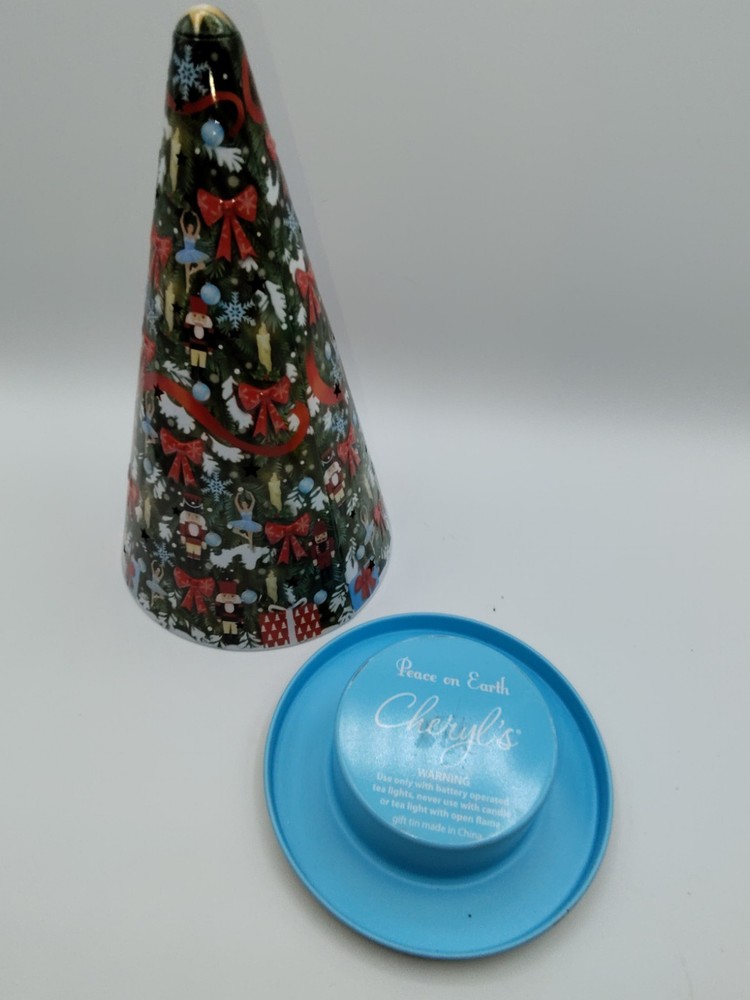 Cheryl’s Christmas NUTCRACKER SUITE red Tin Tree Tea light Luminary