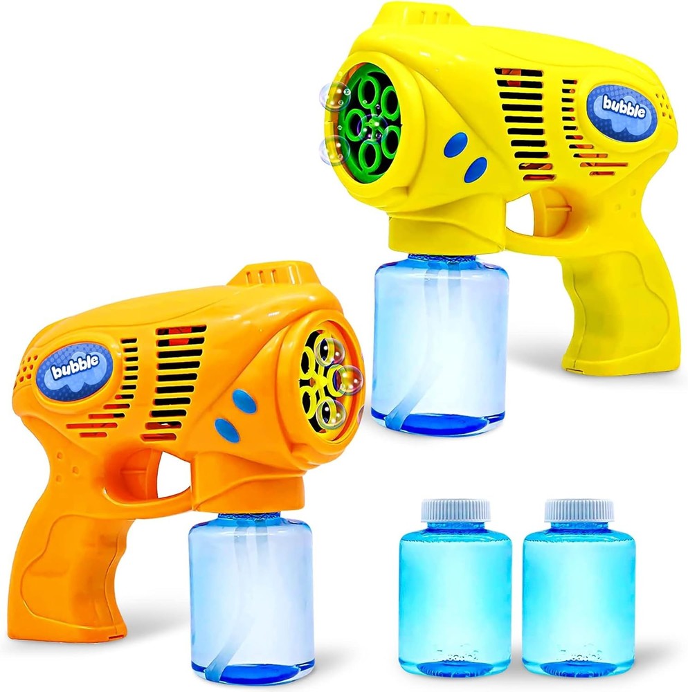 JOYIN 2 Bubble Guns with 2 Refill Solution (10 oz Total), Bubbles Maker, Blower
