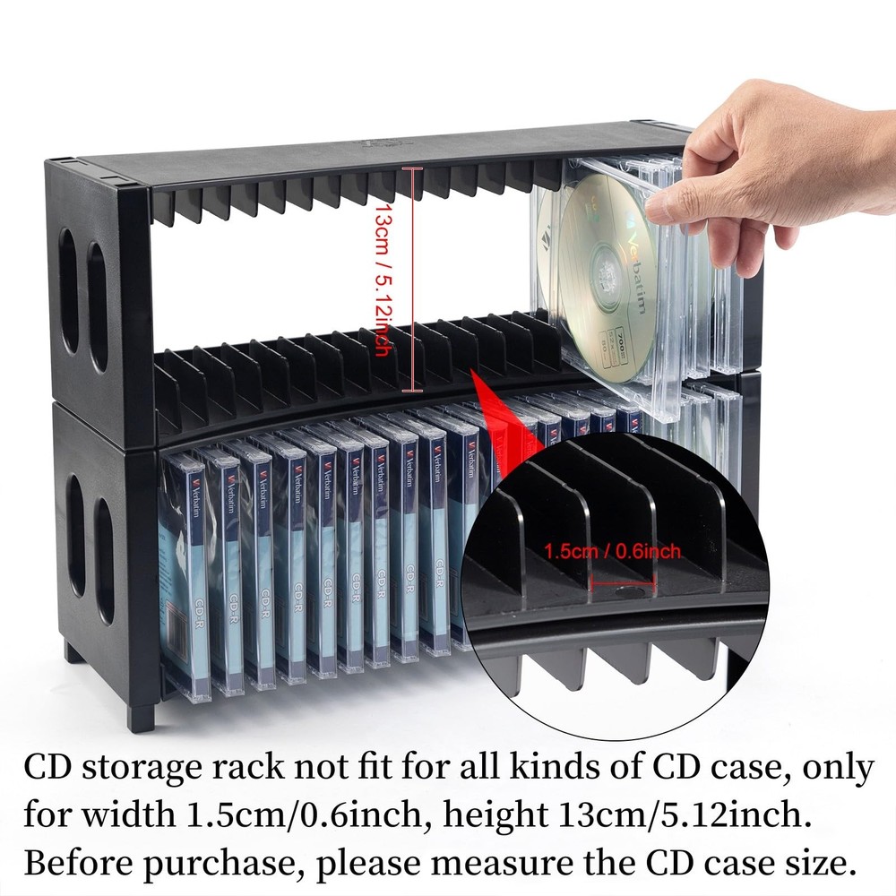 CD Storage Rack, Upgrade 2 Pack Stackable ABS CD Storage Organizer Can Hold 4...