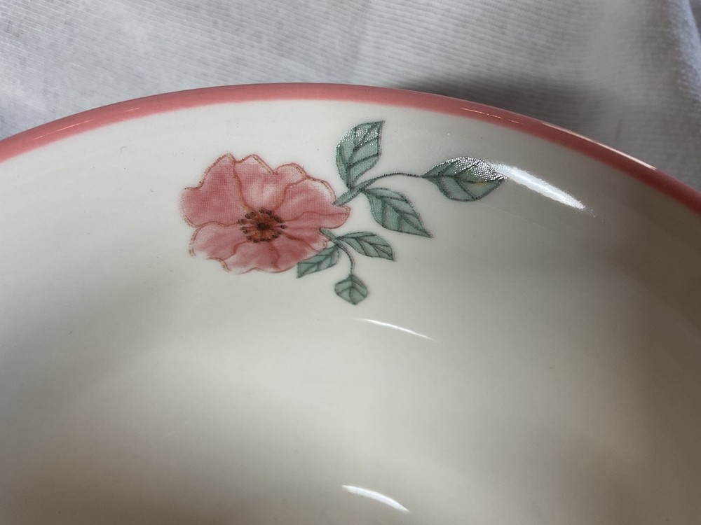 POTTERS STUDIO COFFEE TEA CUP FLOWERS CORAL HANDLE NWT