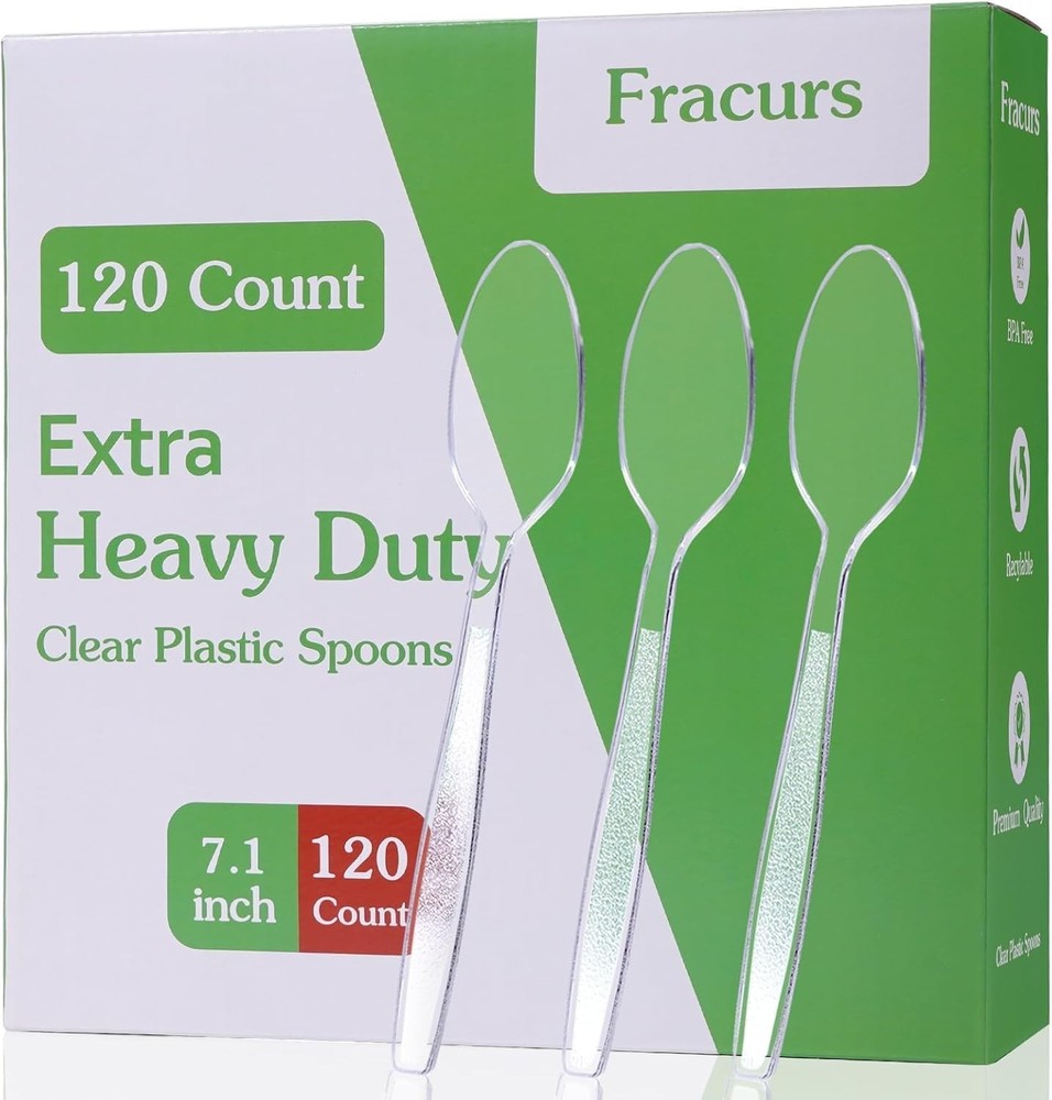 Extra Heavy Duty Plastic Spoons, Premium Clear Plastic Spoons Bulk,