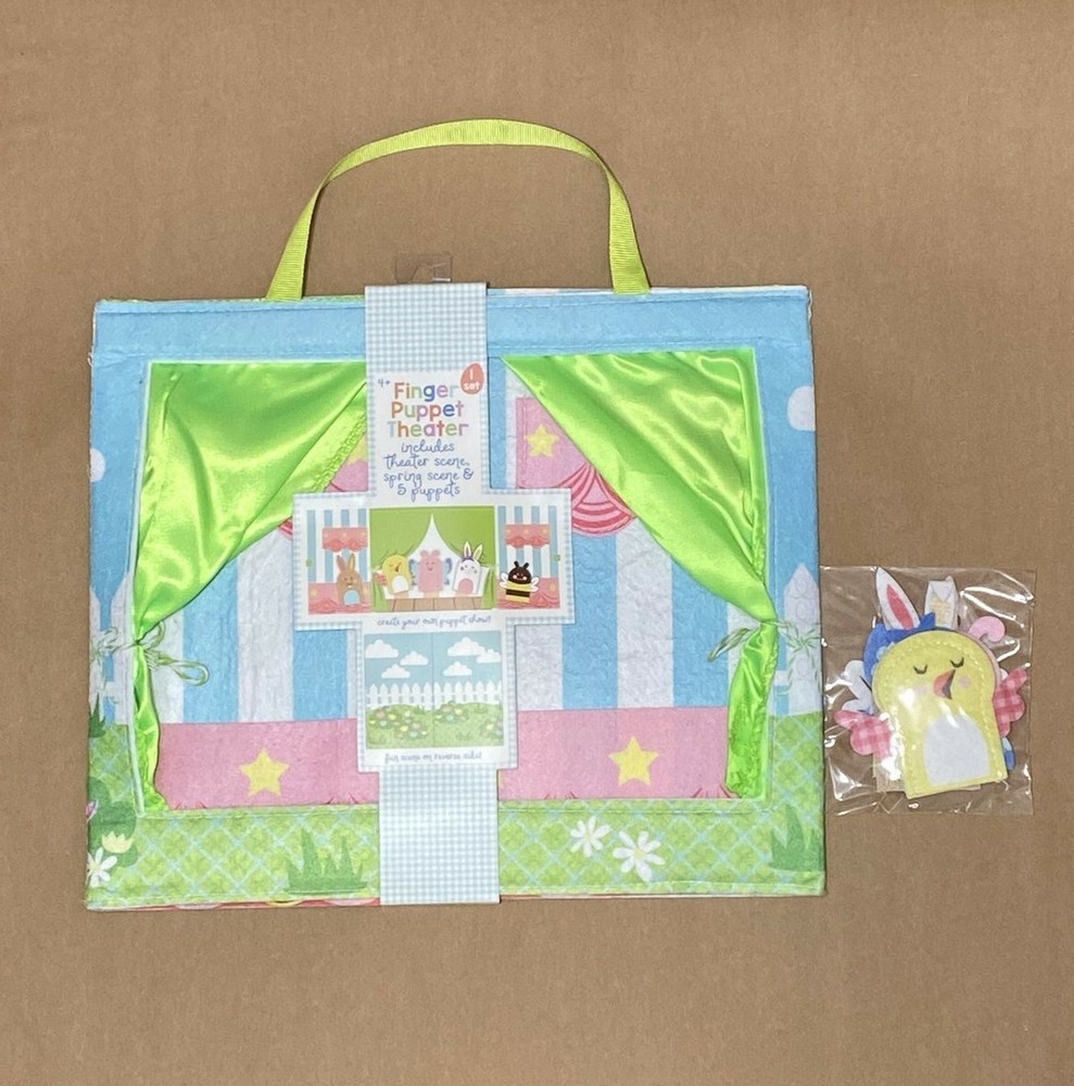 Finger Puppet Theater Spring Easter Scene 5 Finger Puppets Bunny Chick Bee Bug
