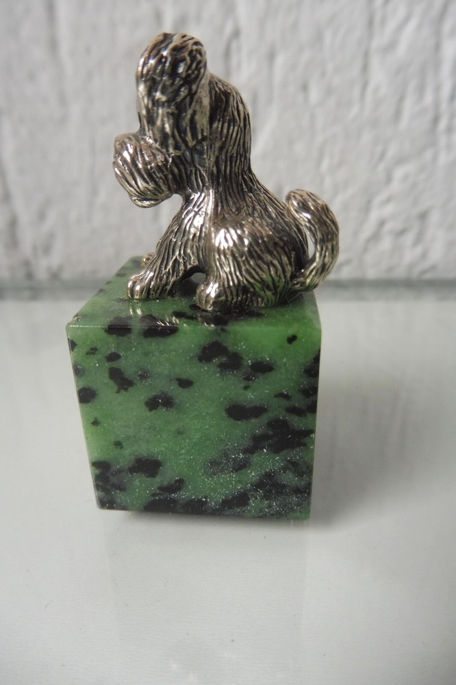 Beautiful Silver, Dog, 835 Silver On Beautiful Stone Base