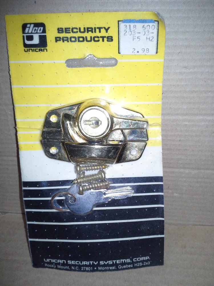 ilco Unican Security Products Brass Security Window Lock. NOS