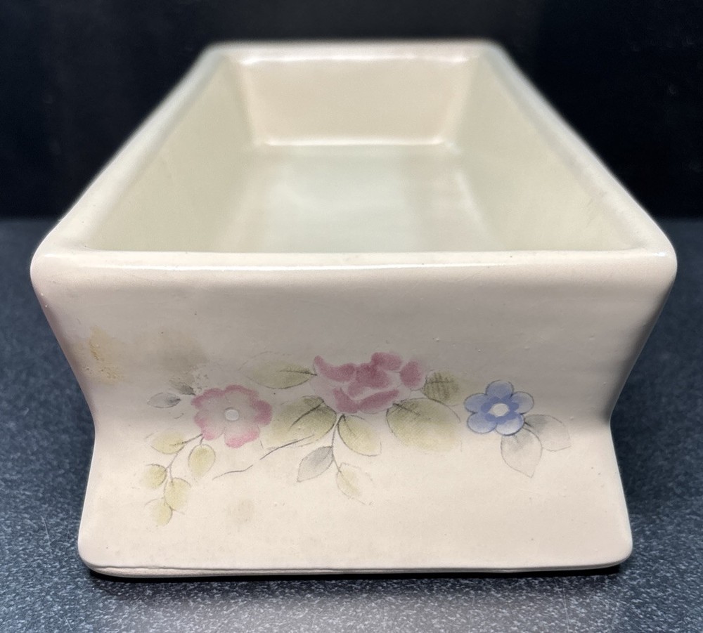 Pfaltzgraff Tea Rose Stoneware Rectangle 4 Wick Brick Candle Holder