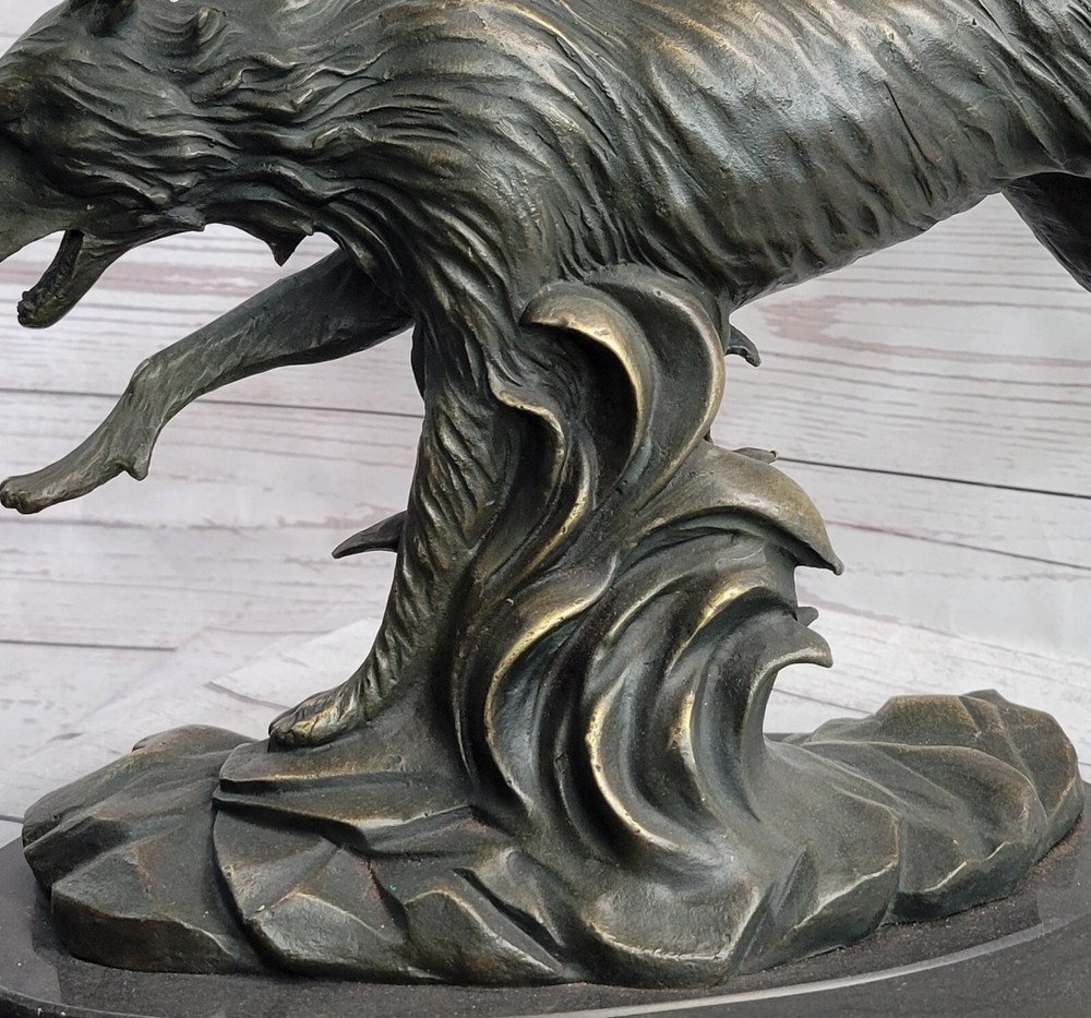 Captivating Wolf in Motion C Williams Bronze Statue Lost Wax Method Home Office