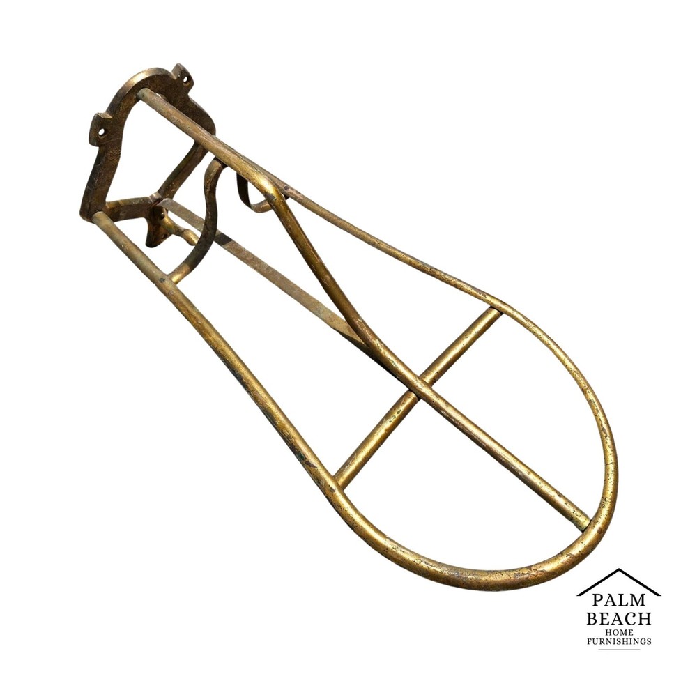 English Horse Saddle Wall Rack Solid Brass Vintage