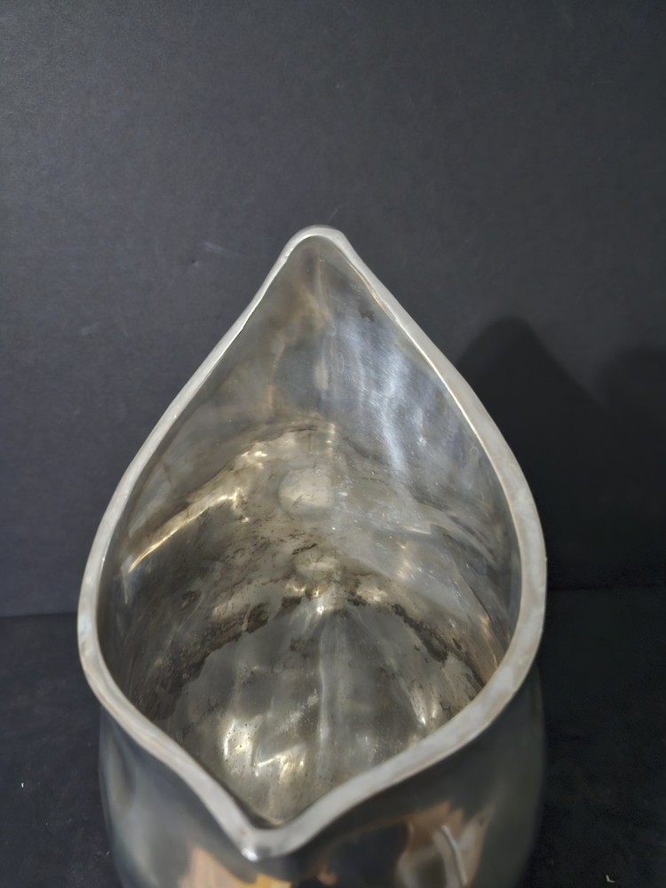 11" Hammered Silver Metal Unique Slanted Pitcher
