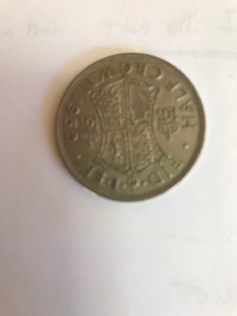 1950   George V1  British HALF CROWN coins, circulated,
