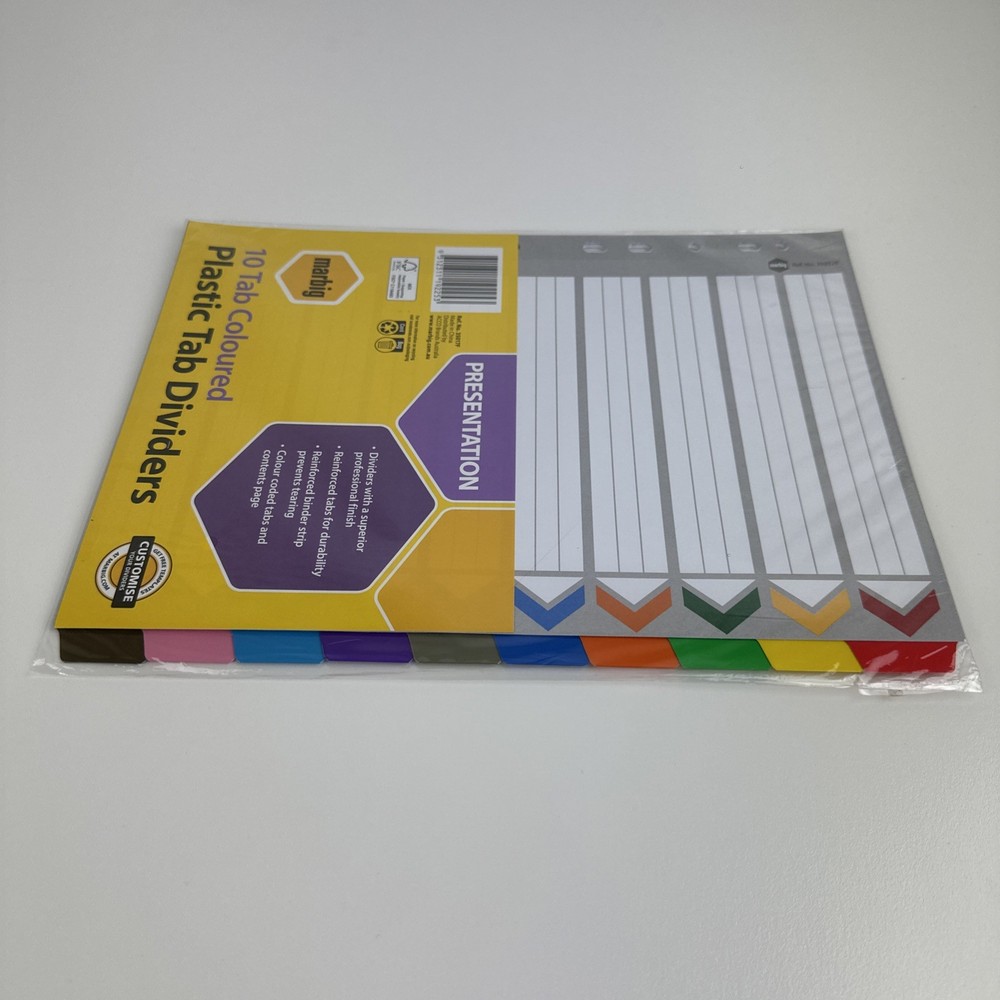BULK 4 PACK Marbig A4 1-12 Tab Coloured Divider - 35019F