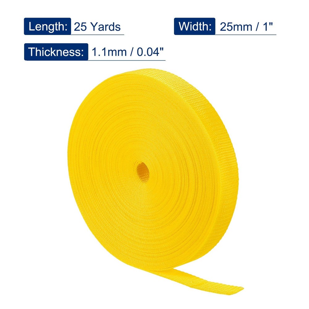 Lightweight Polypropylene Webbing Strap 1" 25 Yards Dark Yellow Strapping