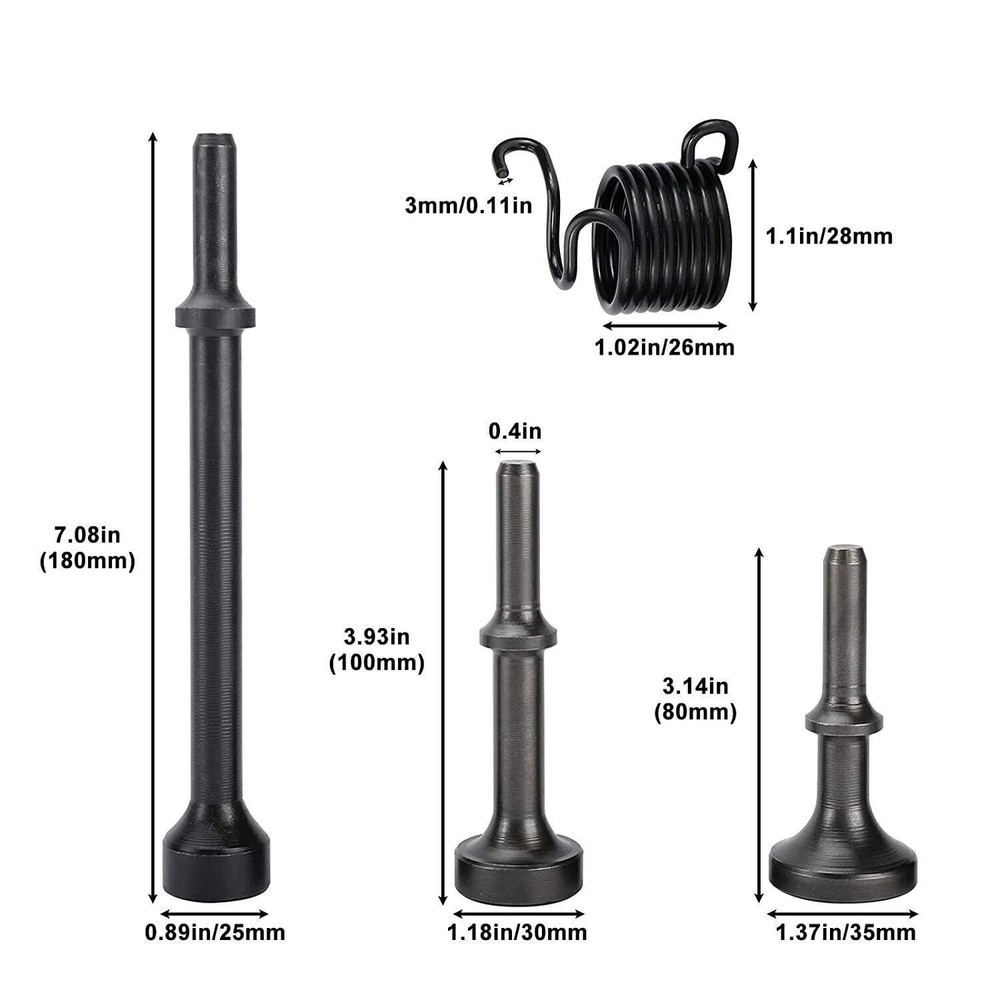4 Pack Smoothing Pneumatic Air Hammer Bits Air Chisel Bits Tool Set with Spring.