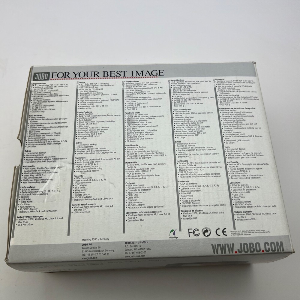 JOBO GIGA VU Extreme Mobile Photo PC 80GB GVX080 Real RAW File Decoding